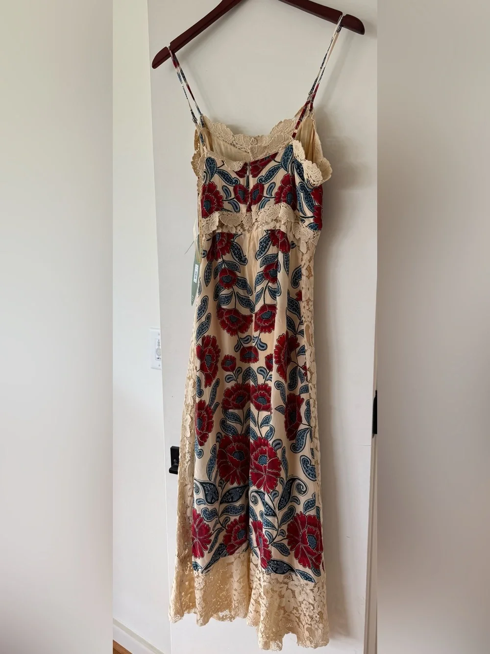 FARM Rio Cream Maxi Dress with Red Floral and Blue Leaf Print - Picture 2 of 3